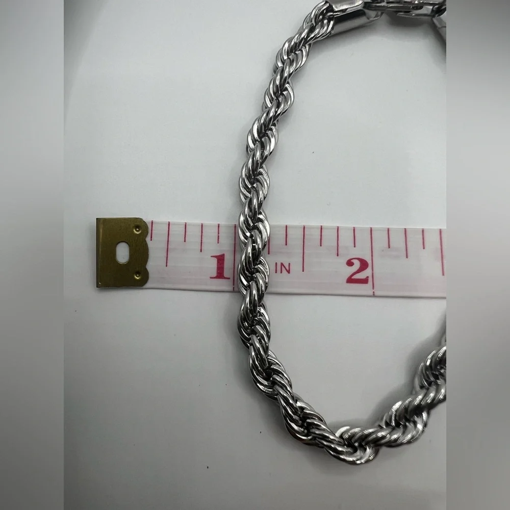 Men's Silver Rope Chain Bracelet, stainless steel